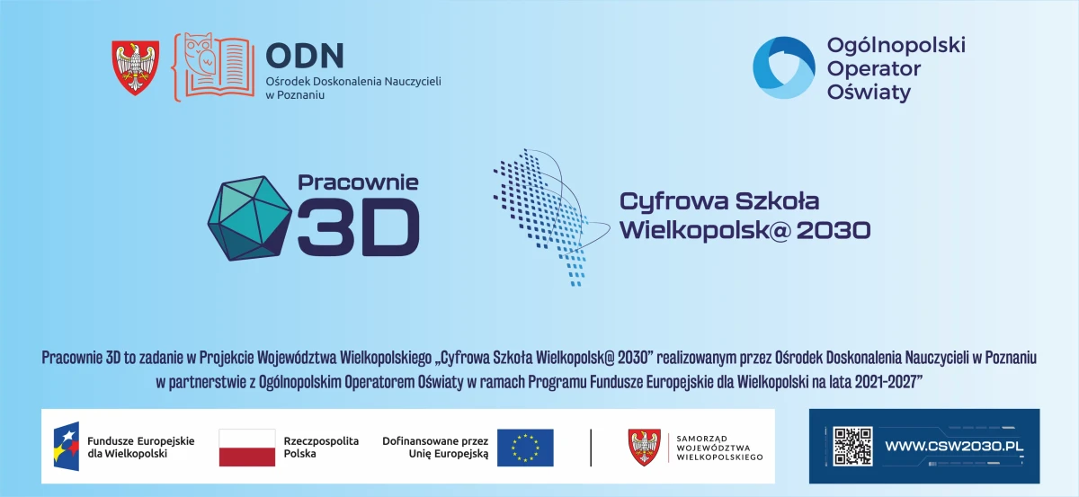 Logotypy i informacja o projekcie Pracownie 3D